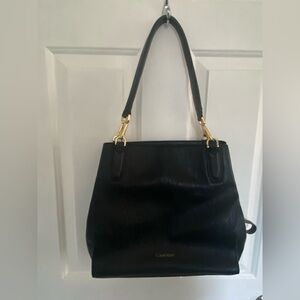 Beautiful Black Calvin Klein Handbag with Gold Hardware